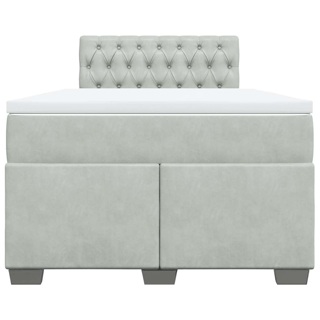 Κρεβάτι Boxspring με Στρώμα Ανοιχτό Γκρι 120x190 εκ. Βελούδινο - Pakobazaar