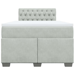 Κρεβάτι Boxspring με Στρώμα Ανοιχτό Γκρι 120x190 εκ. Βελούδινο - Pakobazaar