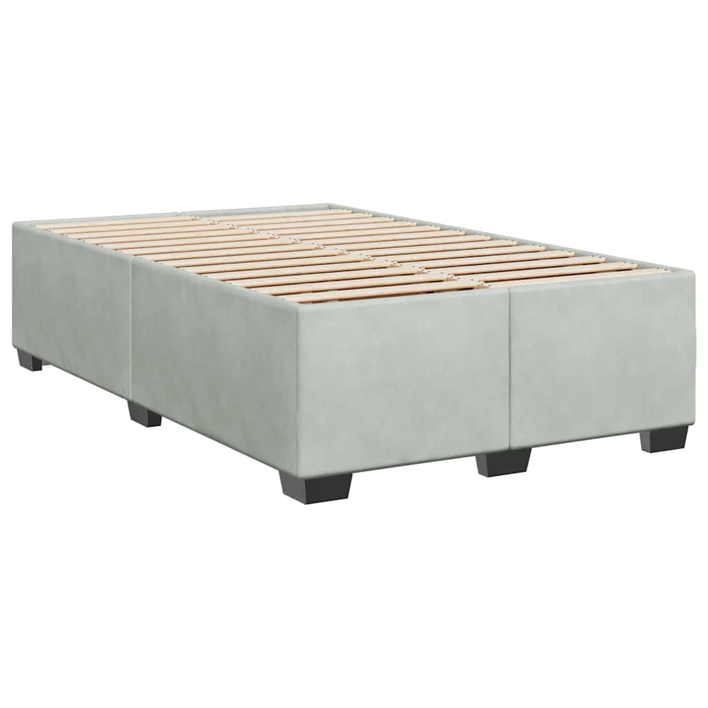 Κρεβάτι Boxspring με Στρώμα Ανοιχτό Γκρι 120x190 εκ. Βελούδινο - Pakobazaar