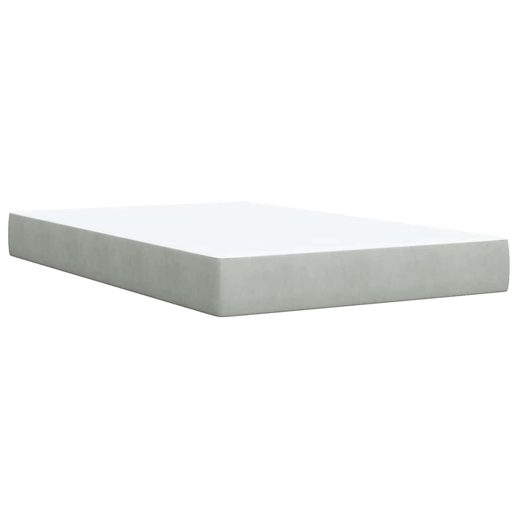 Κρεβάτι Boxspring με Στρώμα Ανοιχτό Γκρι 120x190 εκ. Βελούδινο - Pakobazaar