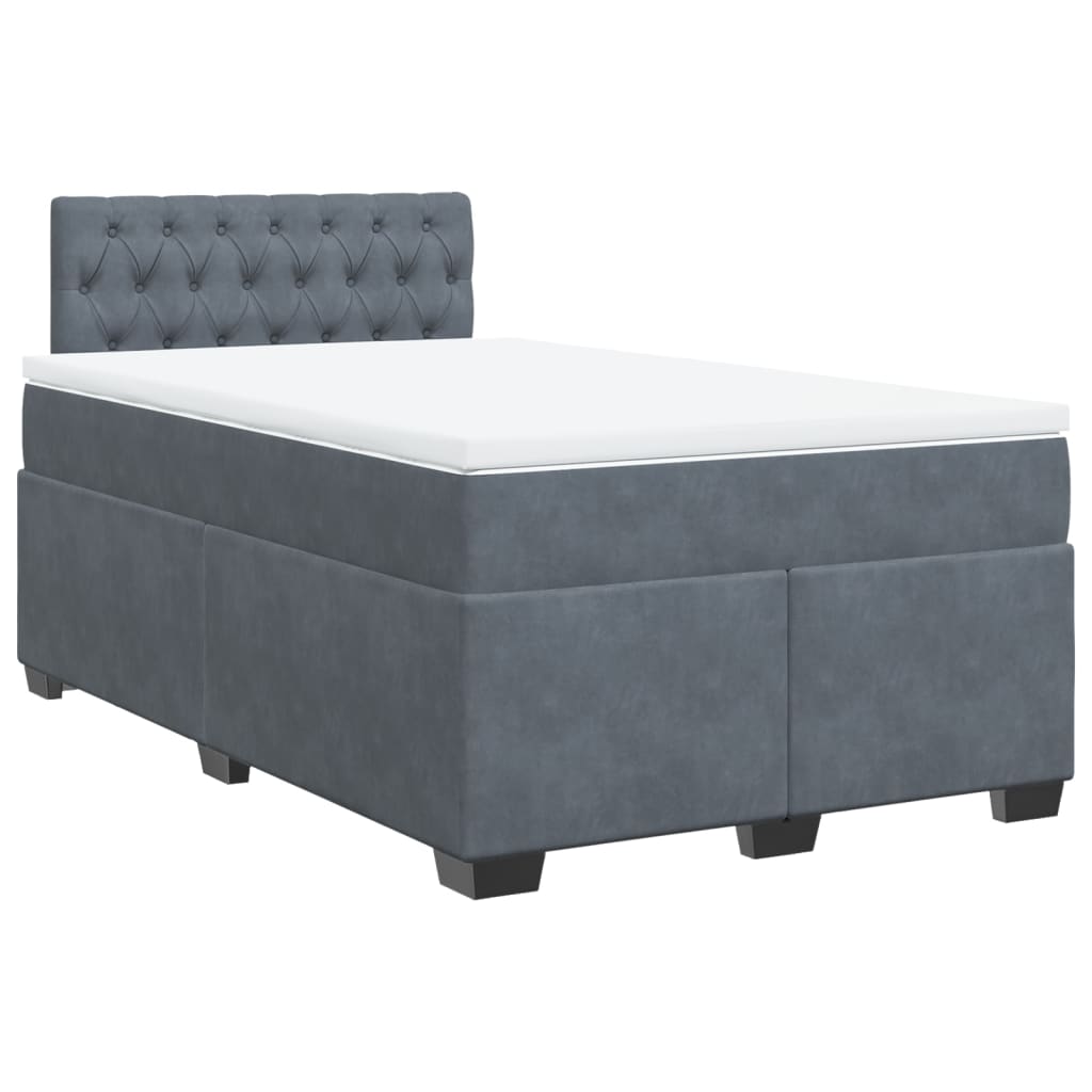 Κρεβάτι Boxspring με Στρώμα Σκούρο Γκρι 120x190 εκ. Βελούδινο - Pakobazaar