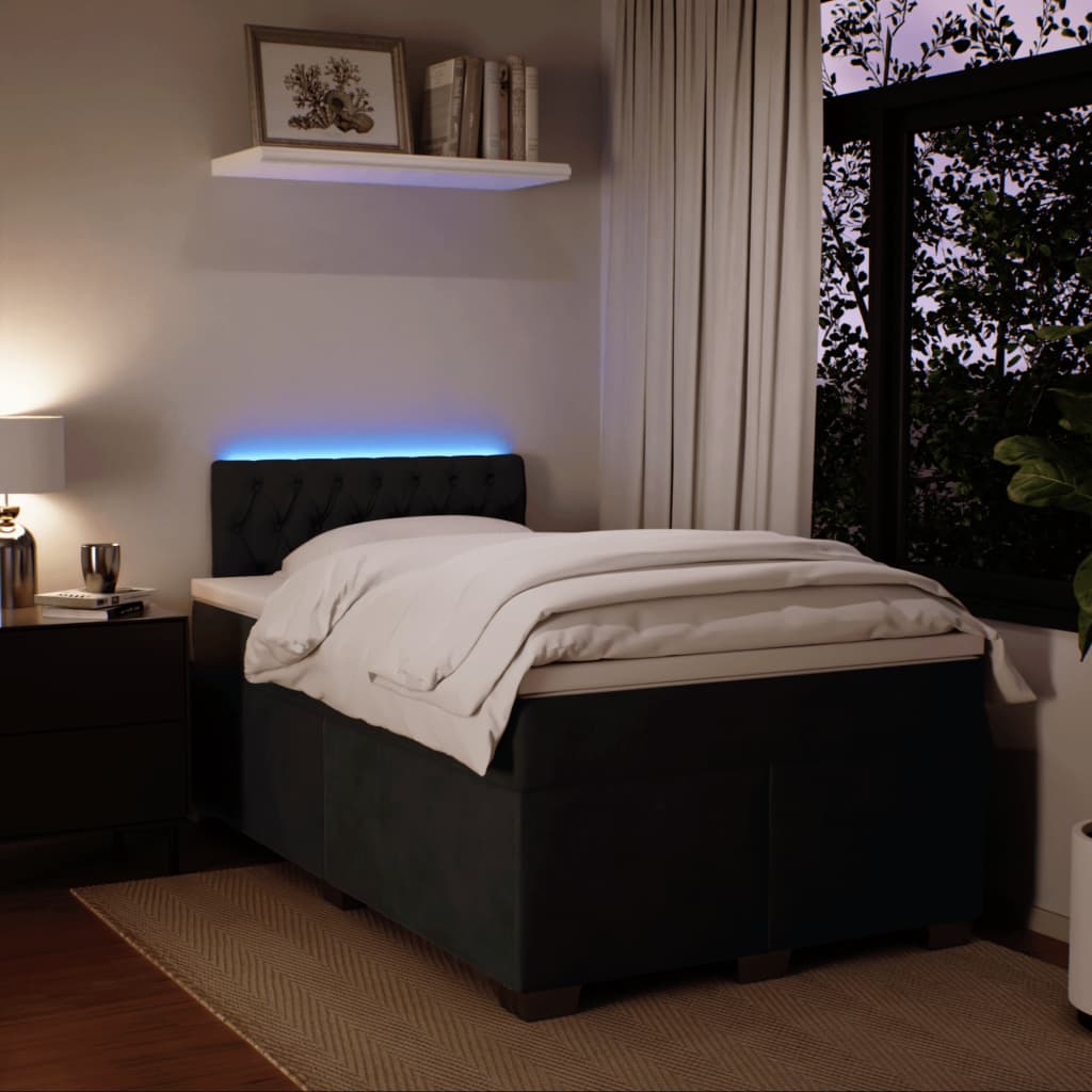 Κρεβάτι Boxspring με Στρώμα Μαύρο 120x190 εκ. Βελούδινο - Pakobazaar