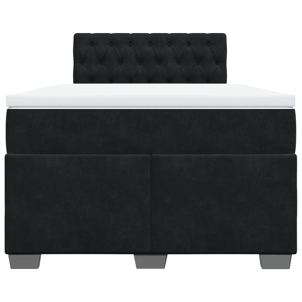 Κρεβάτι Boxspring με Στρώμα Μαύρο 120x190 εκ. Βελούδινο - Pakobazaar