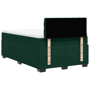 Κρεβάτι Boxspring με Στρώμα Σκούρο Πράσινο 120x190εκ. Βελούδινο - Pakobazaar
