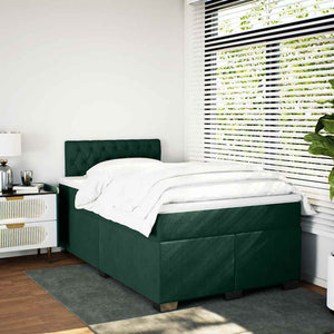 Κρεβάτι Boxspring με Στρώμα Σκούρο Πράσινο 120x190εκ. Βελούδινο - Pakobazaar