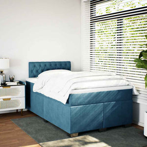 Κρεβάτι Boxspring με Στρώμα Μπλε 120x190 εκ. Βελούδινο