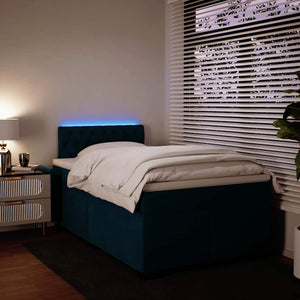Κρεβάτι Boxspring με Στρώμα Μπλε 120x190 εκ. Βελούδινο