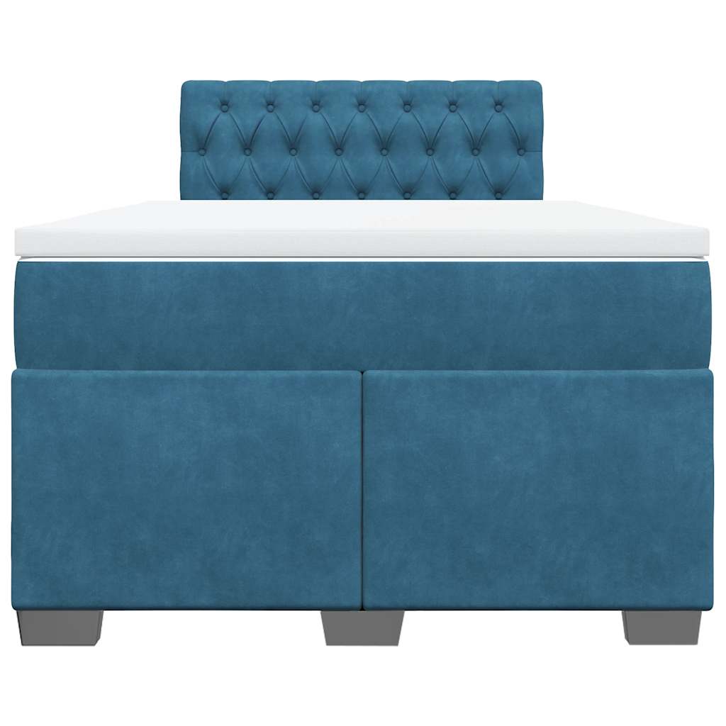 Κρεβάτι Boxspring με Στρώμα Μπλε 120x190 εκ. Βελούδινο