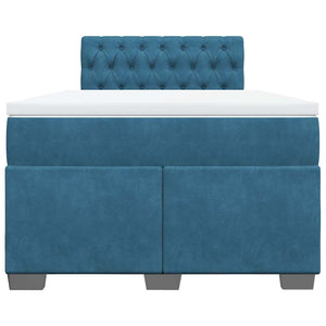 Κρεβάτι Boxspring με Στρώμα Μπλε 120x190 εκ. Βελούδινο