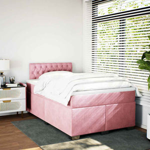 Κρεβάτι Boxspring με Στρώμα Ροζ 120x190 εκ. Βελούδινο - Pakobazaar