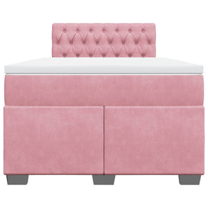 Κρεβάτι Boxspring με Στρώμα Ροζ 120x190 εκ. Βελούδινο - Pakobazaar