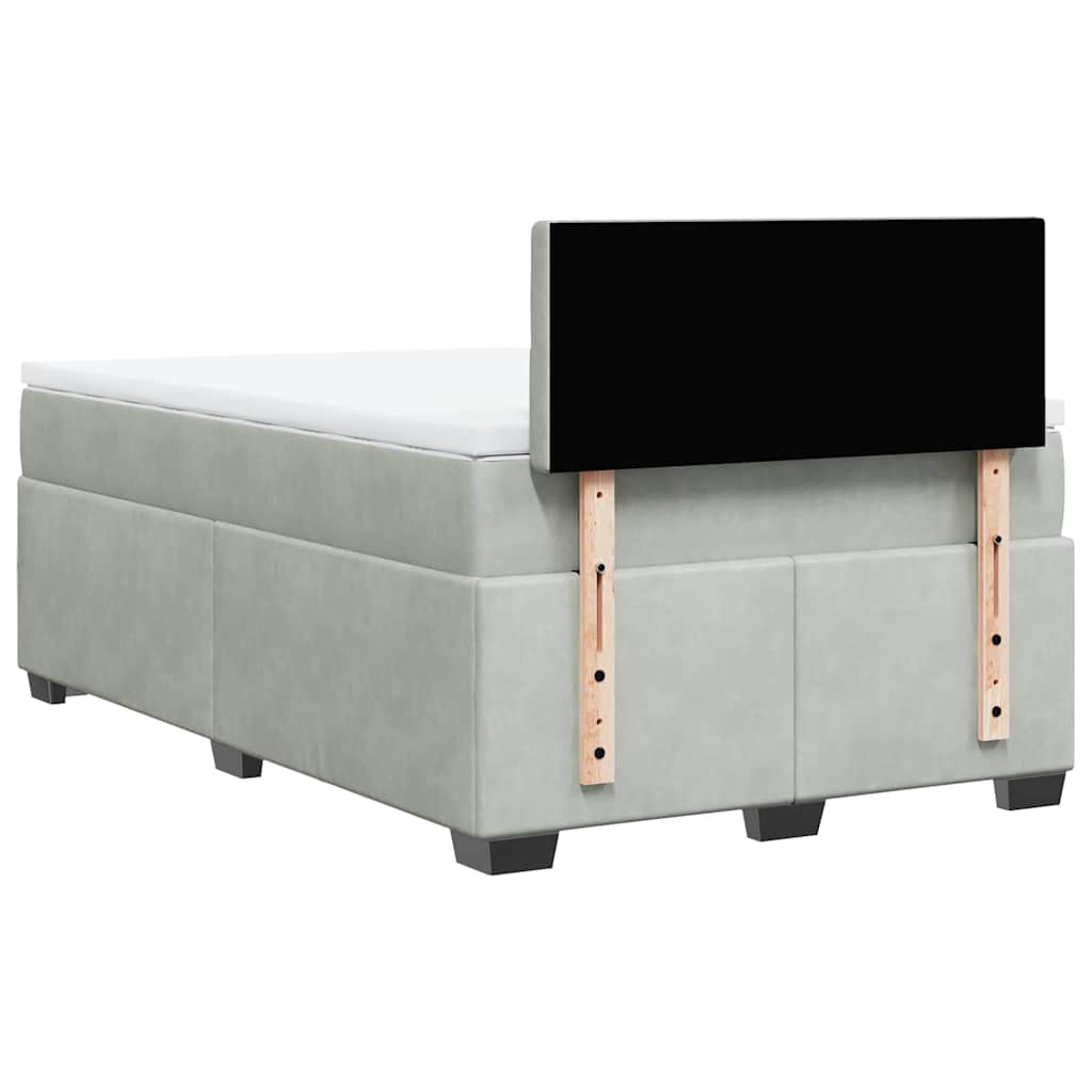 Κρεβάτι Boxspring με Στρώμα Ανοιχτό Γκρι 120x190 εκ. Βελούδινο - Pakobazaar