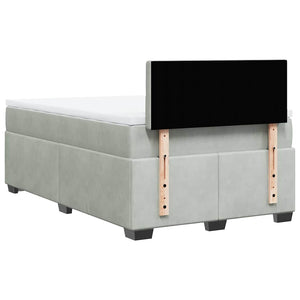 Κρεβάτι Boxspring με Στρώμα Ανοιχτό Γκρι 120x190 εκ. Βελούδινο - Pakobazaar