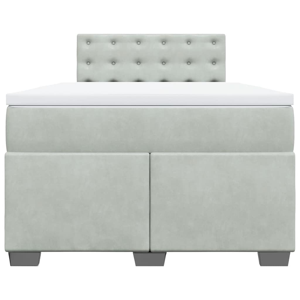 Κρεβάτι Boxspring με Στρώμα Ανοιχτό Γκρι 120x190 εκ. Βελούδινο - Pakobazaar