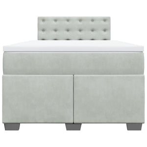 Κρεβάτι Boxspring με Στρώμα Ανοιχτό Γκρι 120x190 εκ. Βελούδινο - Pakobazaar