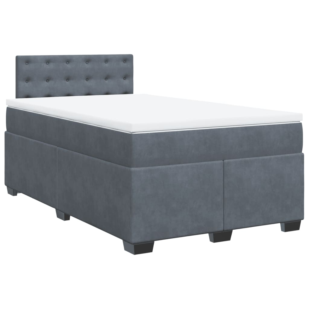 Κρεβάτι Boxspring με Στρώμα Σκούρο Γκρι 120x190 εκ. Βελούδινο - Pakobazaar