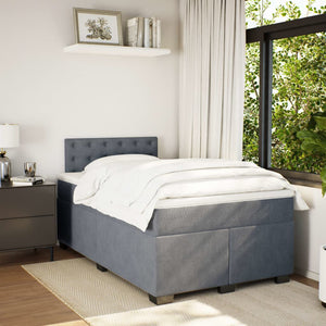Κρεβάτι Boxspring με Στρώμα Σκούρο Γκρι 120x190 εκ. Βελούδινο - Pakobazaar