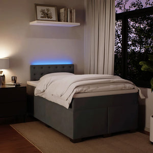 Κρεβάτι Boxspring με Στρώμα Σκούρο Γκρι 120x190 εκ. Βελούδινο - Pakobazaar