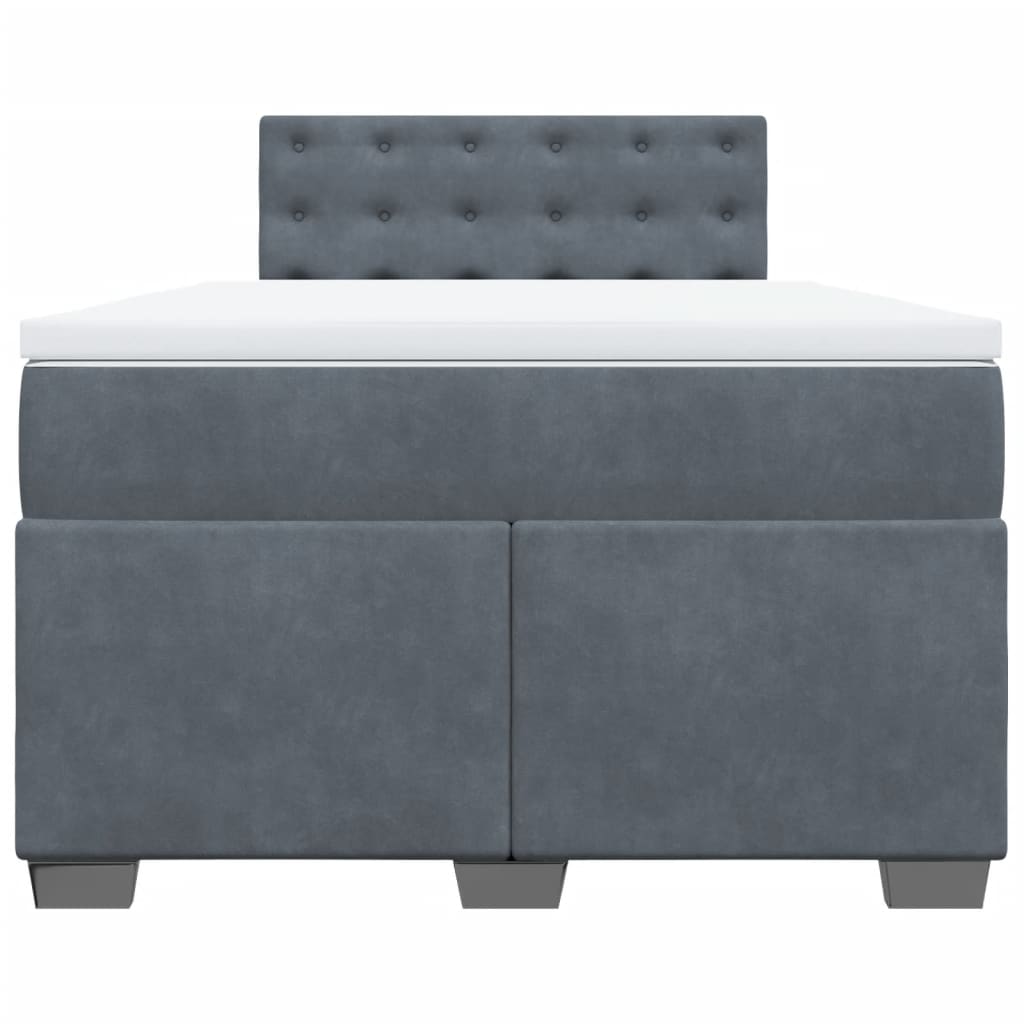 Κρεβάτι Boxspring με Στρώμα Σκούρο Γκρι 120x190 εκ. Βελούδινο - Pakobazaar