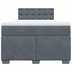 Κρεβάτι Boxspring με Στρώμα Σκούρο Γκρι 120x190 εκ. Βελούδινο - Pakobazaar