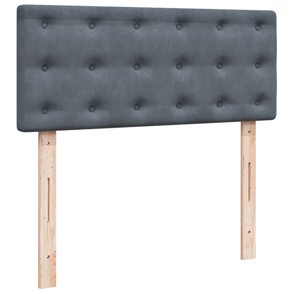 Κρεβάτι Boxspring με Στρώμα Σκούρο Γκρι 120x190 εκ. Βελούδινο - Pakobazaar
