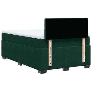 Κρεβάτι Boxspring με Στρώμα Σκούρο Πράσινο 120x190εκ. Βελούδινο - Pakobazaar