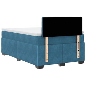 Κρεβάτι Boxspring με Στρώμα Μπλε 120x190 εκ. Βελούδινο - Pakobazaar