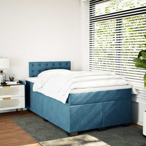 Κρεβάτι Boxspring με Στρώμα Μπλε 120x190 εκ. Βελούδινο - Pakobazaar
