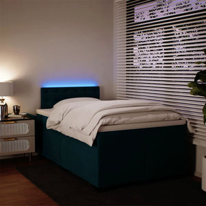 Κρεβάτι Boxspring με Στρώμα Μπλε 120x190 εκ. Βελούδινο - Pakobazaar