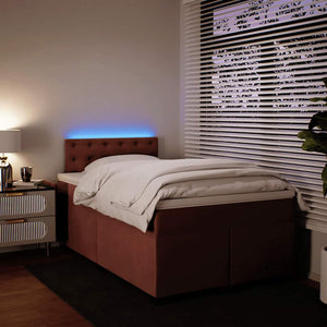 Κρεβάτι Boxspring με Στρώμα Ροζ 120x190 εκ. Βελούδινο - Pakobazaar