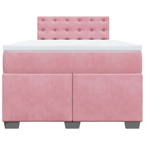 Κρεβάτι Boxspring με Στρώμα Ροζ 120x190 εκ. Βελούδινο - Pakobazaar