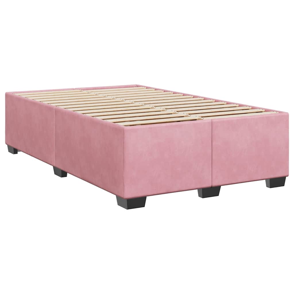 Κρεβάτι Boxspring με Στρώμα Ροζ 120x190 εκ. Βελούδινο - Pakobazaar