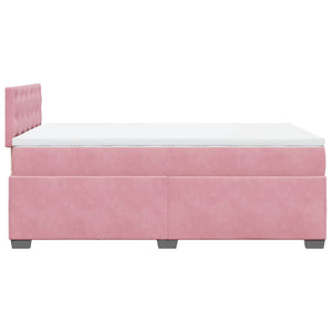 Κρεβάτι Boxspring με Στρώμα Ροζ 120x190 εκ. Βελούδινο - Pakobazaar