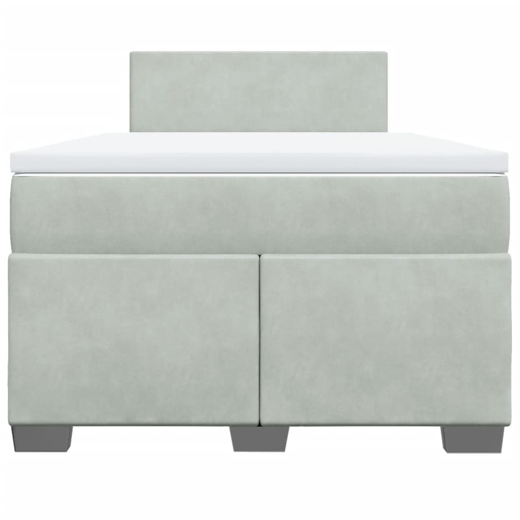 Κρεβάτι Boxspring με Στρώμα Ανοιχτό Γκρι 120x200 εκ. Βελούδινο - Pakobazaar