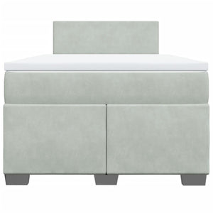 Κρεβάτι Boxspring με Στρώμα Ανοιχτό Γκρι 120x200 εκ. Βελούδινο - Pakobazaar