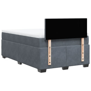 Κρεβάτι Boxspring με Στρώμα Σκούρο Γκρι 120x200 εκ. Βελούδινο - Pakobazaar
