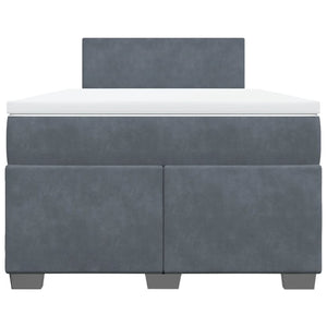 Κρεβάτι Boxspring με Στρώμα Σκούρο Γκρι 120x200 εκ. Βελούδινο - Pakobazaar