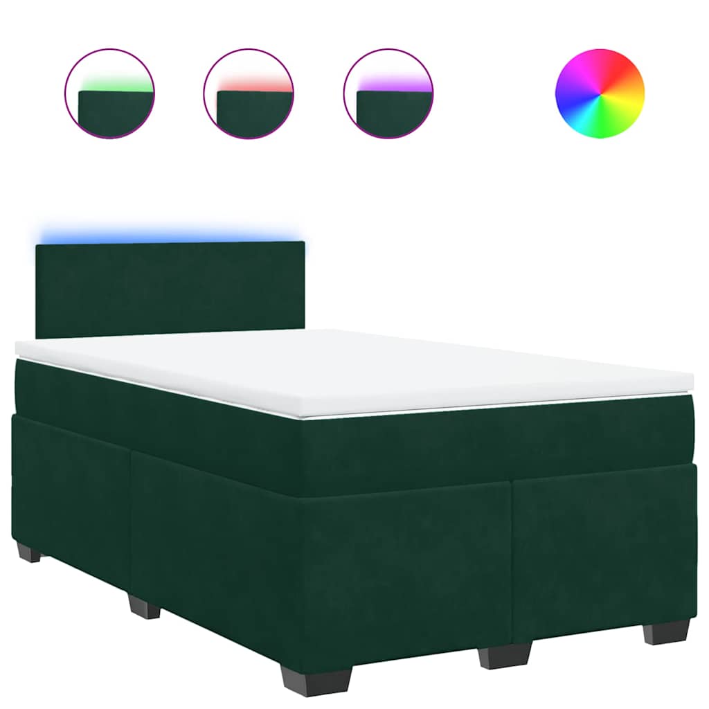 Κρεβάτι Boxspring με Στρώμα Σκούρο Πράσινο 120x200εκ. Βελούδινο - Pakobazaar