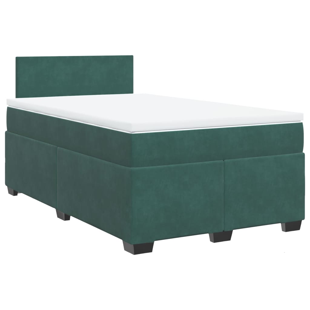 Κρεβάτι Boxspring με Στρώμα Σκούρο Πράσινο 120x200εκ. Βελούδινο - Pakobazaar