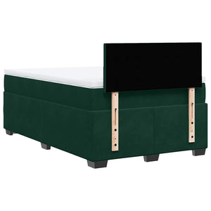 Κρεβάτι Boxspring με Στρώμα Σκούρο Πράσινο 120x200εκ. Βελούδινο - Pakobazaar