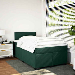 Κρεβάτι Boxspring με Στρώμα Σκούρο Πράσινο 120x200εκ. Βελούδινο - Pakobazaar