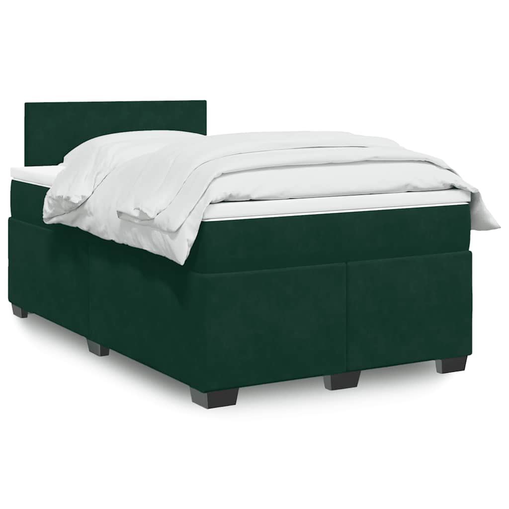 Κρεβάτι Boxspring με Στρώμα Σκούρο Πράσινο 120x200εκ. Βελούδινο - Pakobazaar