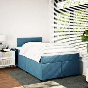 Κρεβάτι Boxspring με Στρώμα Μπλε 120x200 εκ. Βελούδινο - Pakobazaar