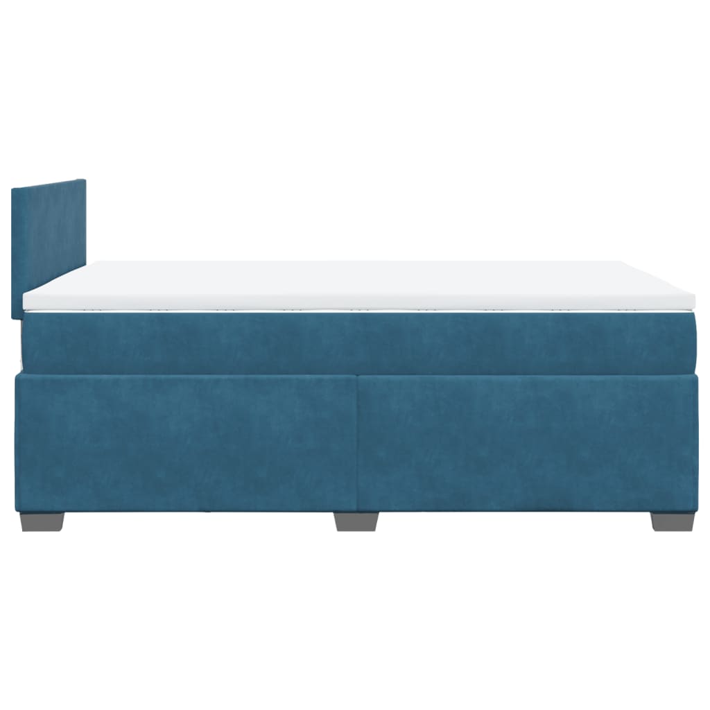 Κρεβάτι Boxspring με Στρώμα Μπλε 120x200 εκ. Βελούδινο - Pakobazaar
