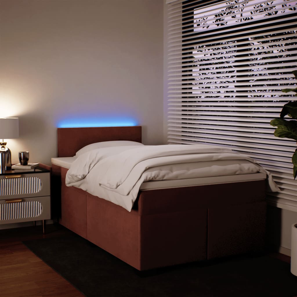 Κρεβάτι Boxspring με Στρώμα Ροζ 120x200 εκ. Βελούδινο - Pakobazaar