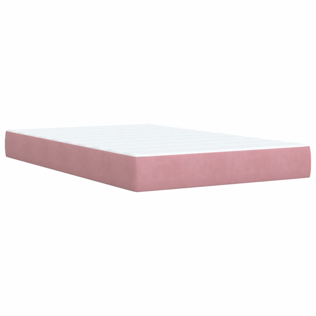 Κρεβάτι Boxspring με Στρώμα Ροζ 120x200 εκ. Βελούδινο - Pakobazaar
