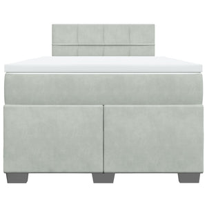 Κρεβάτι Boxspring με Στρώμα Ανοιχτό Γκρι 120x200 εκ. Βελούδινο - Pakobazaar
