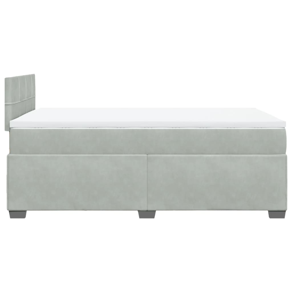 Κρεβάτι Boxspring με Στρώμα Ανοιχτό Γκρι 120x200 εκ. Βελούδινο - Pakobazaar