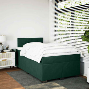 Κρεβάτι Boxspring με Στρώμα Σκούρο Πράσινο 120x200εκ. Βελούδινο - Pakobazaar