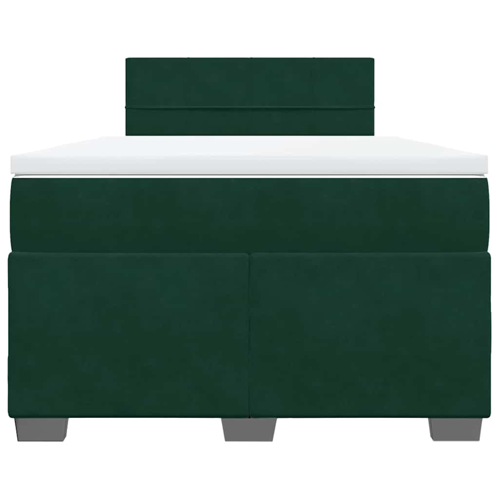 Κρεβάτι Boxspring με Στρώμα Σκούρο Πράσινο 120x200εκ. Βελούδινο - Pakobazaar